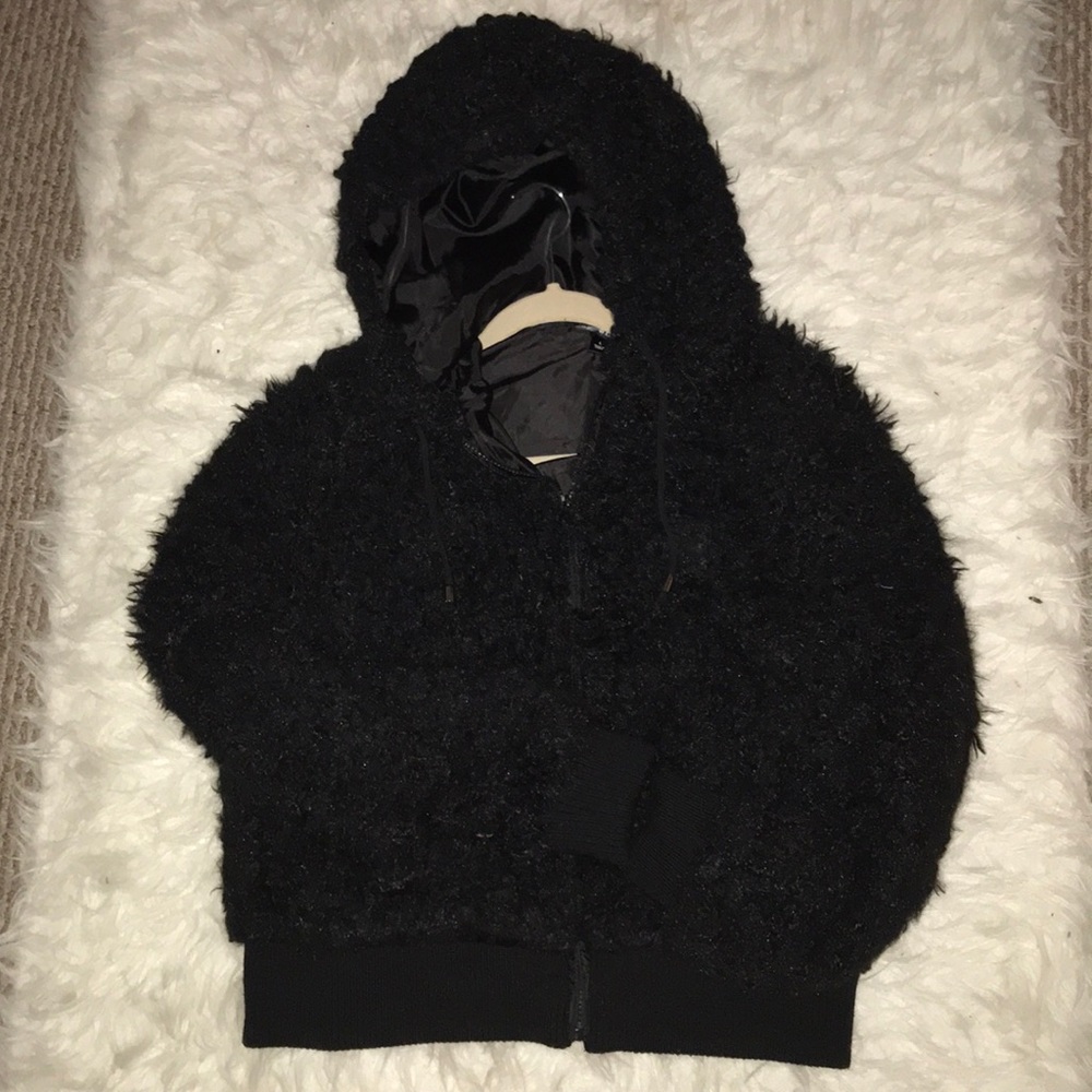 SAY WHAT? Black fur jacket